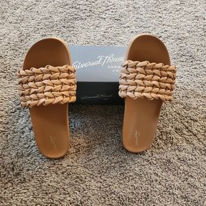 Tan Braided Slides